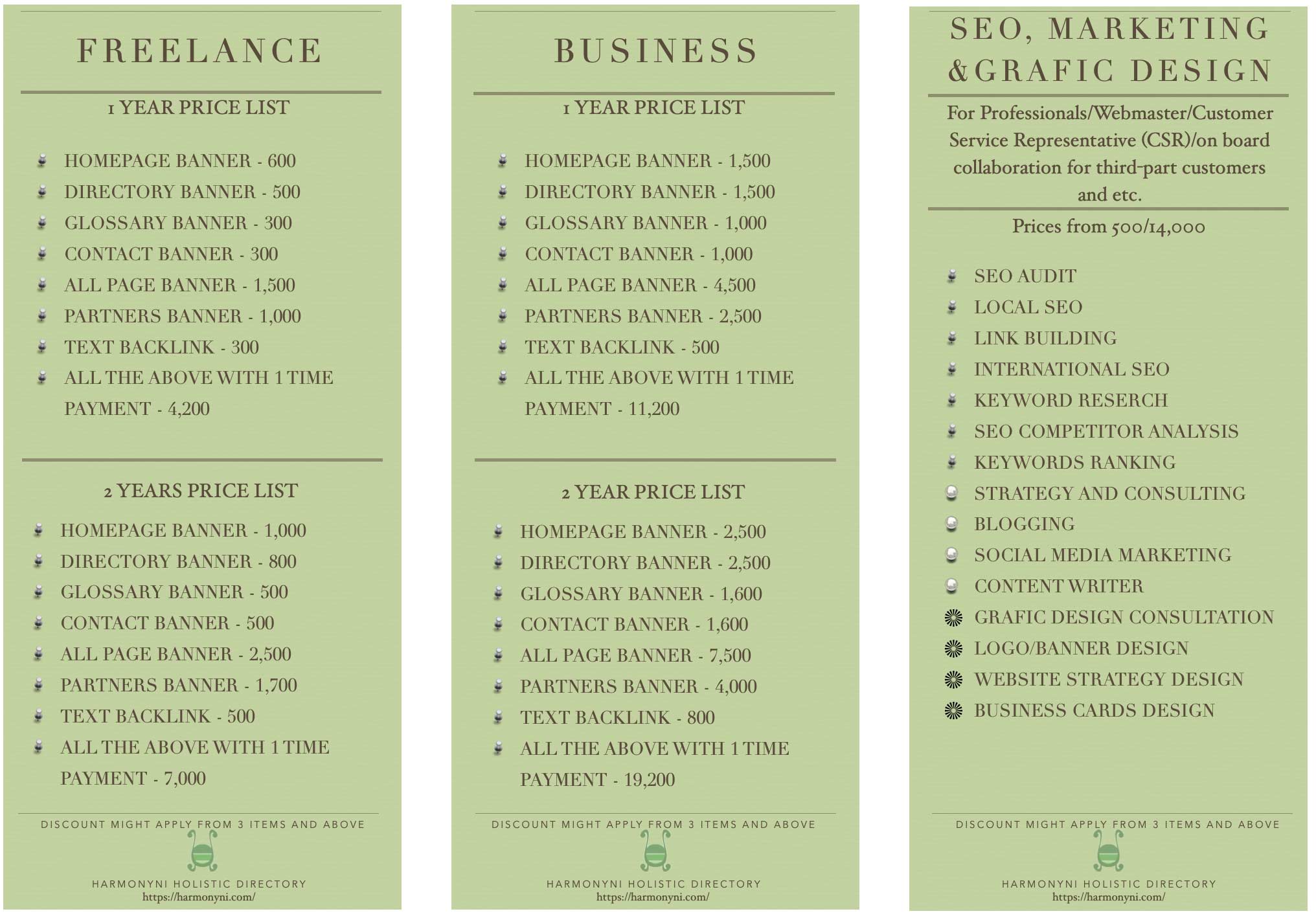 Holistic Directory Advertise Price List | UAE